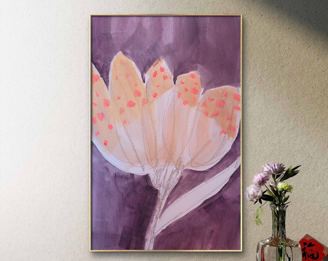 Dreamy Blush Spotted Flower Abstract Floral Painting Wall Poster