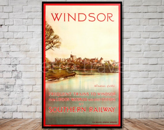 Windsor Travel Poster Southern Railway Train From London Instant Retro Travel Windsor Castle Poster England Travel Poster