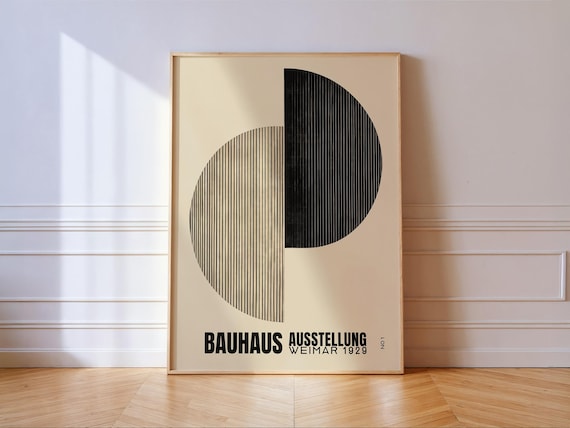 Bauhaus Black White Poster Weimar Exhibition Art Print Minimalist Abstract Geometric Decor
