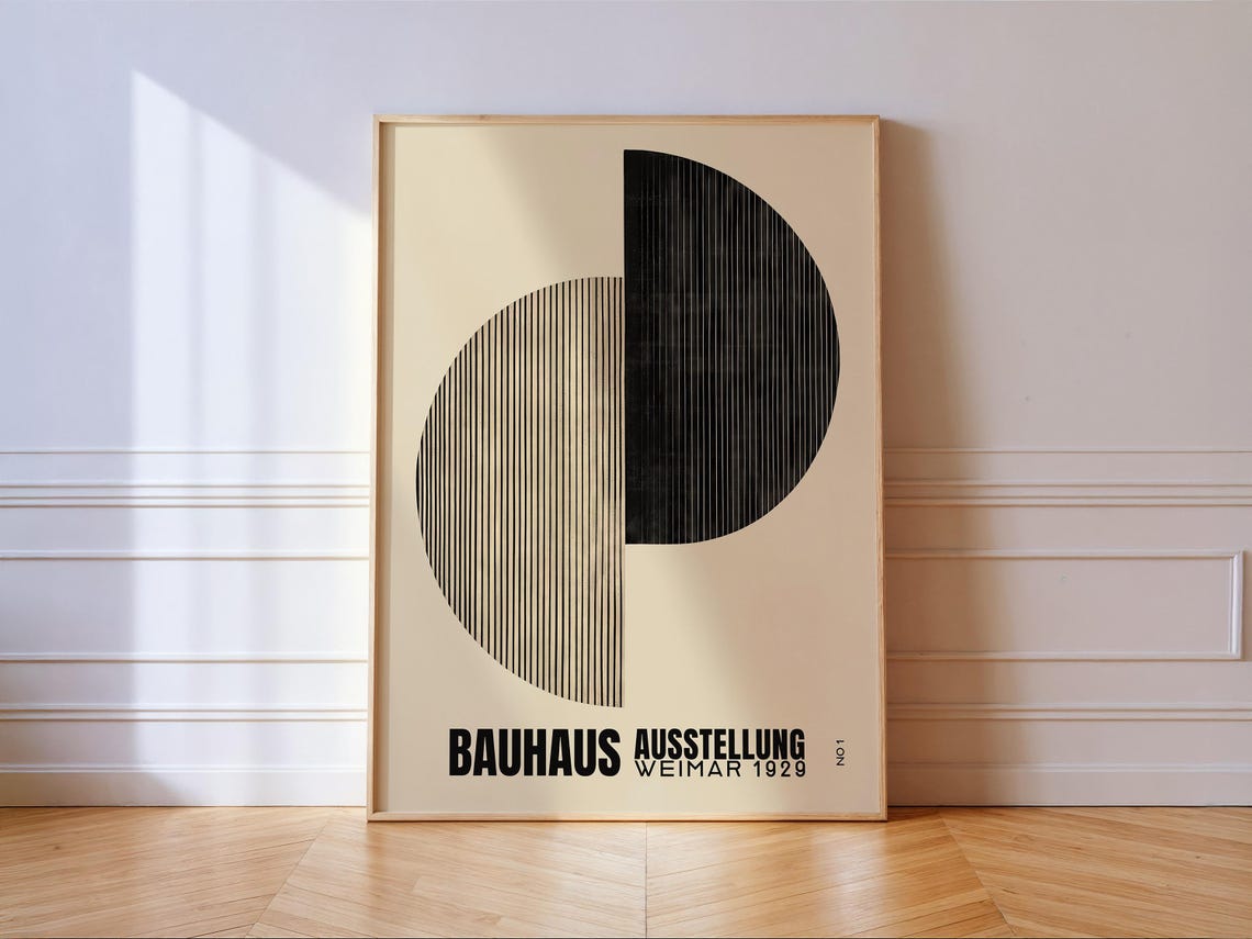 Bauhaus Ausstellung Weimar 1929 Geometric Circle Black Art Print Style