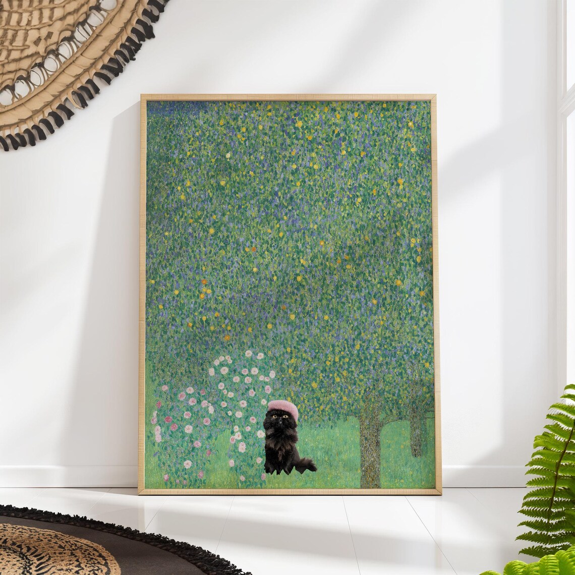 Gustav Klimt Black Cat Poster, Funny Animal Art