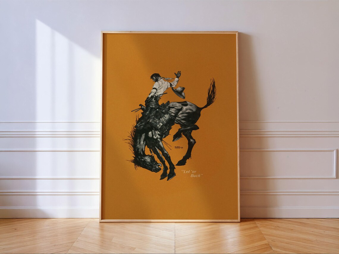 Bucking Bronco Vintage Cowboy Rodeo Art Print