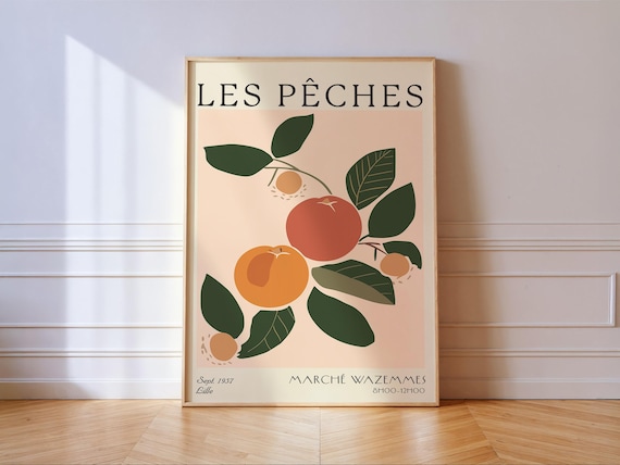 Vintage Peach Print, Retro Kitchen Art