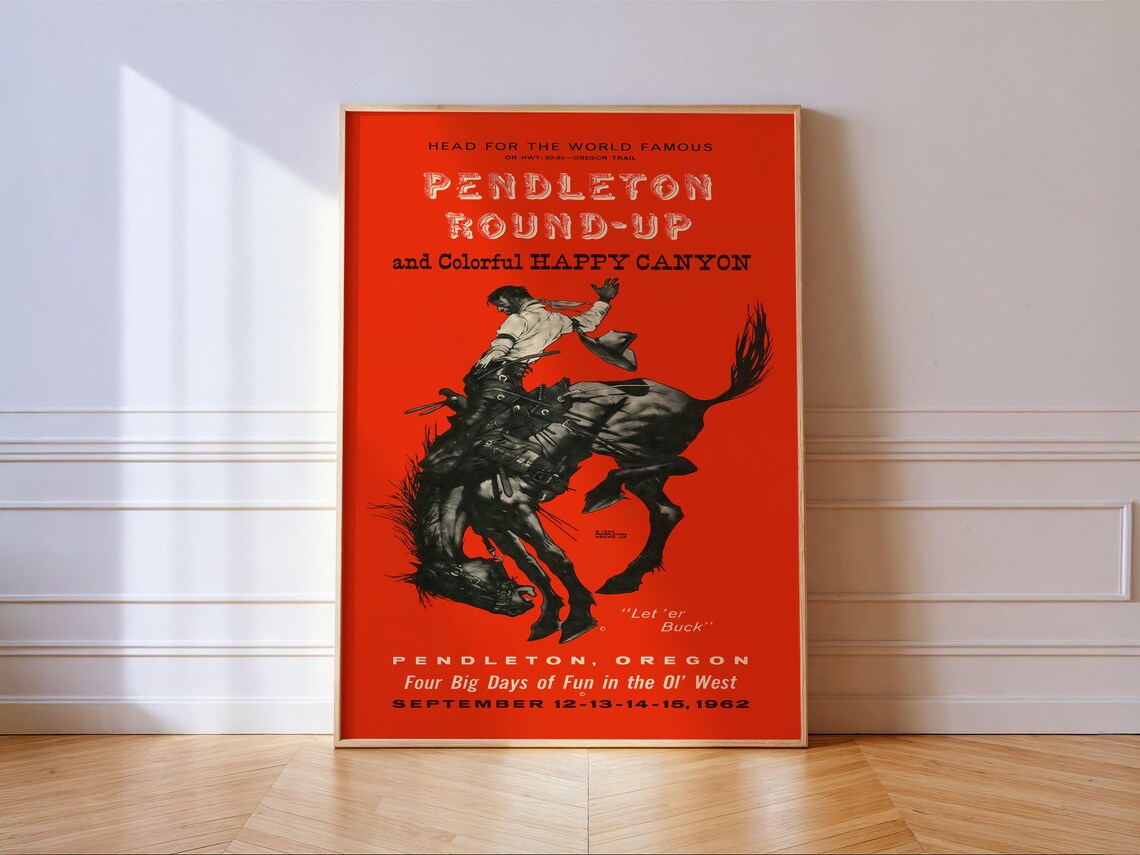 Pendleton Rodeo 1962 Western Poster Print