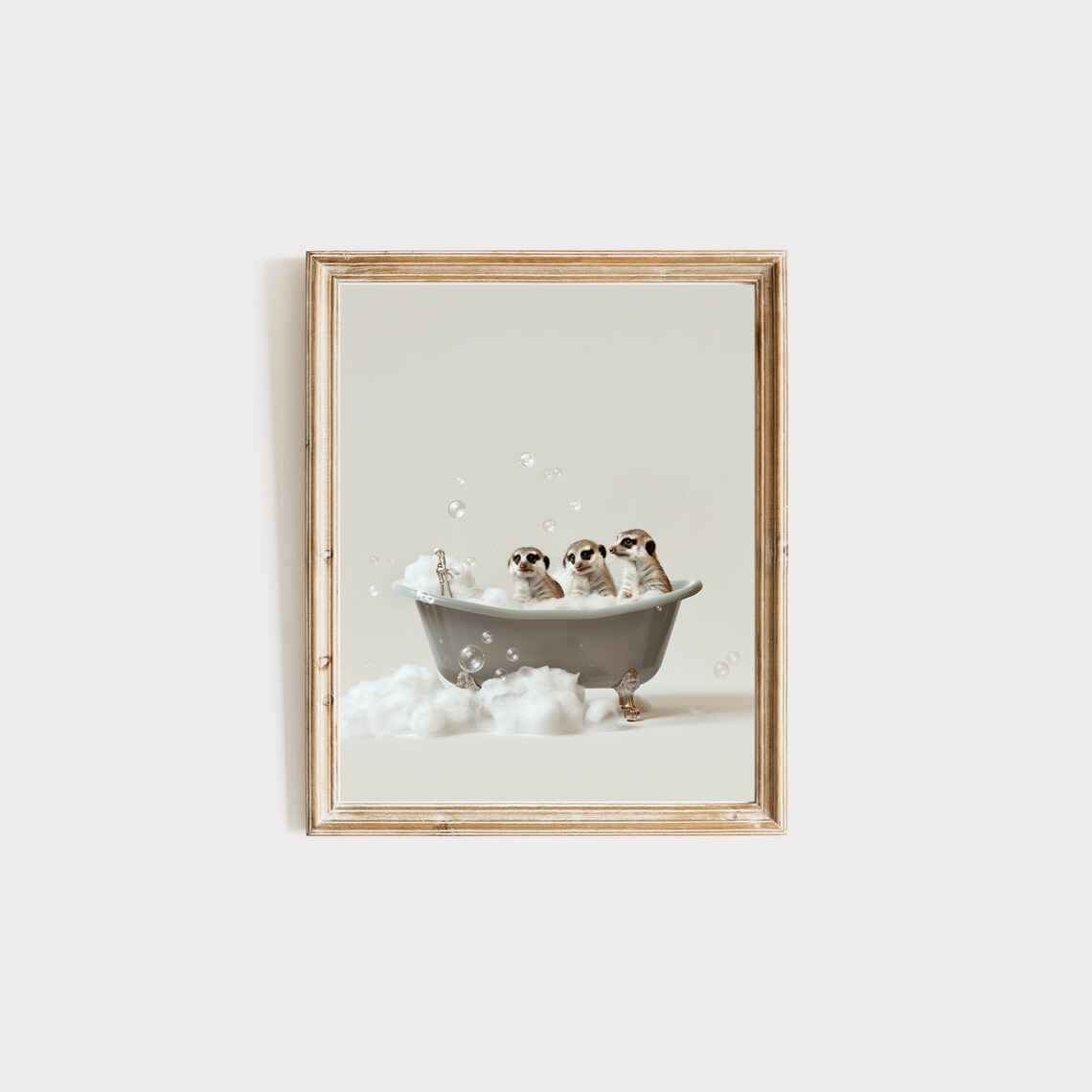 Meerkat Trio Bubble Bath Vintage Tub Funny Bathroom Animal Poster