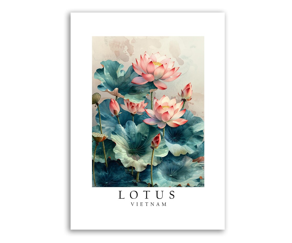 Vietnam National Flower Poster Print, Travel Poster