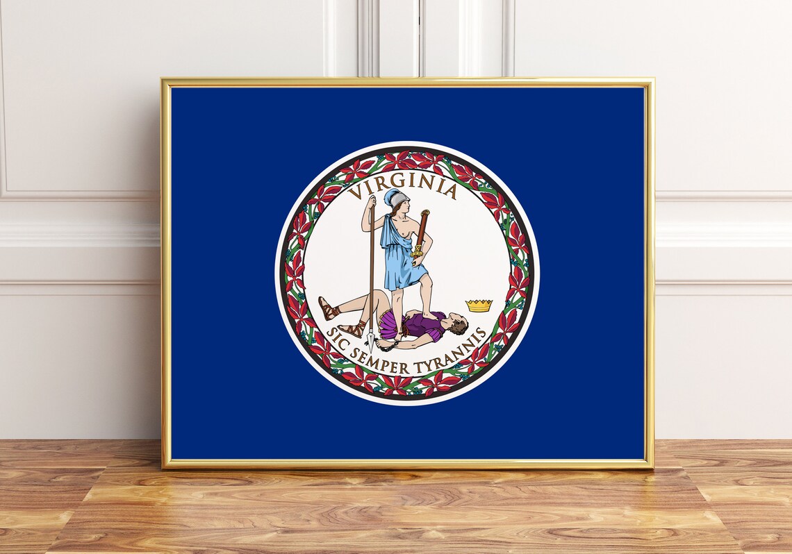 Virginia State Flag Travel Poster, State Emblem Art