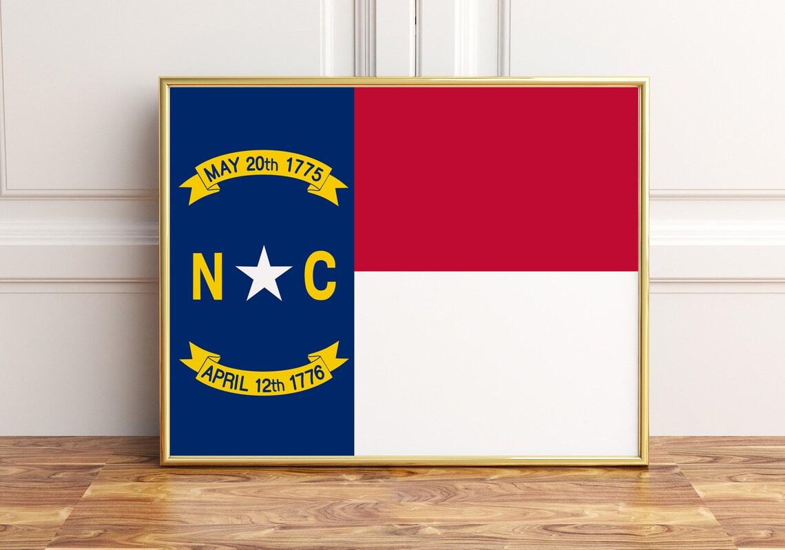 North Carolina State Flag Travel Poster Print
