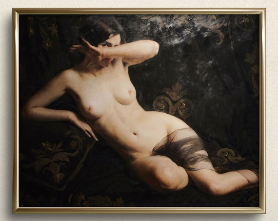 Dark Academia Woman Figure, Moody Wall Art Print