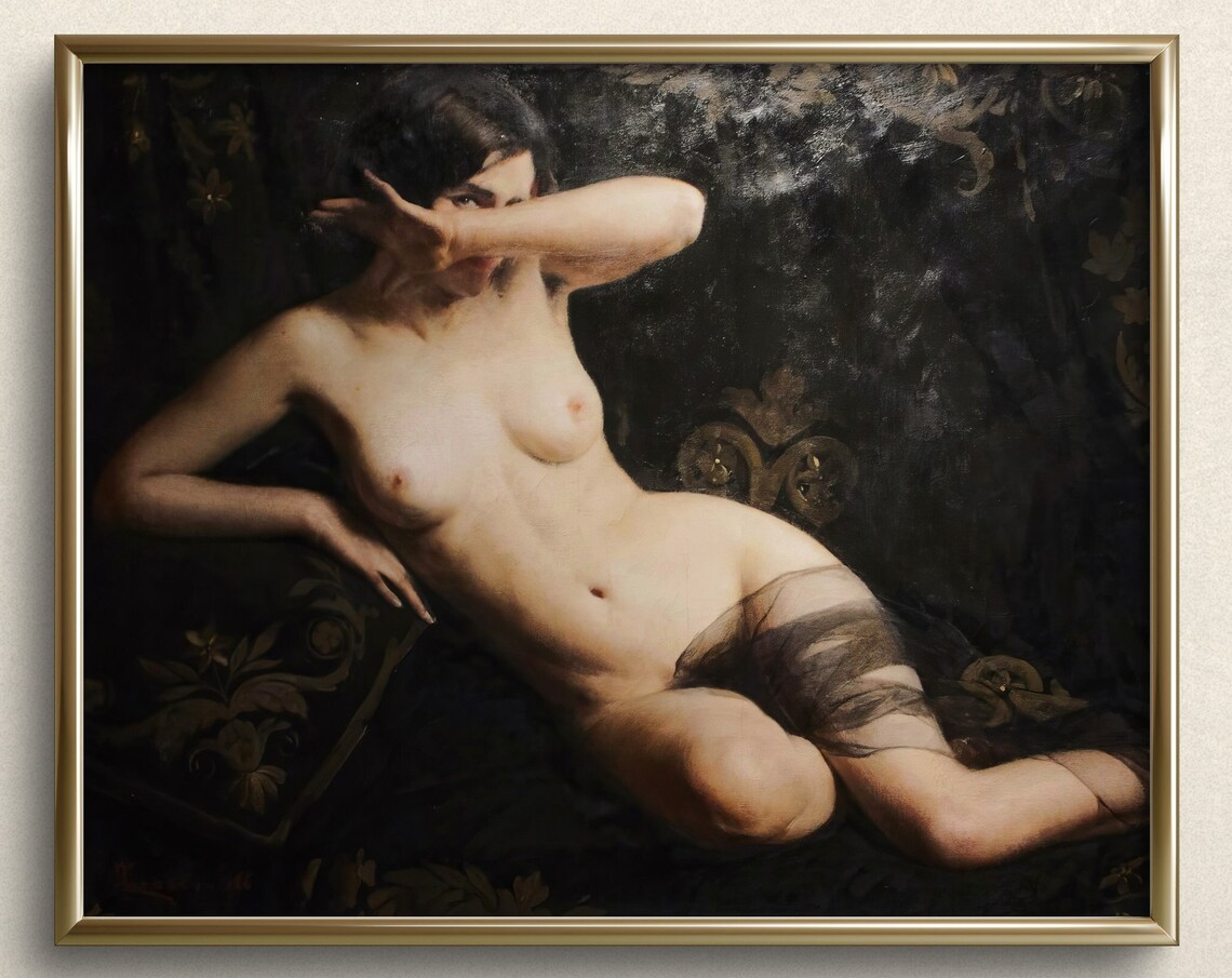 Dark Academia Woman Figure, Moody Wall Art Print