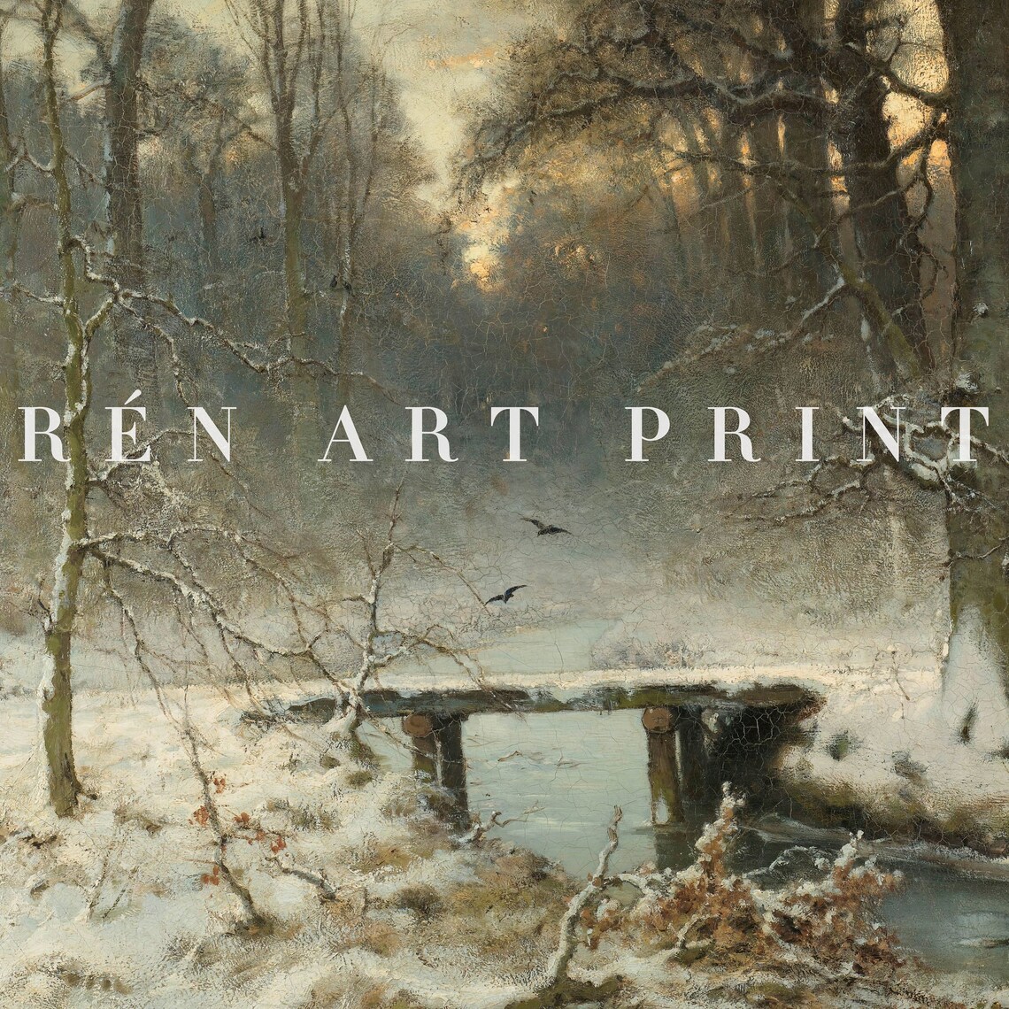 Winter Landscape Painting Print, Moody Vintage Landscape - Image 3