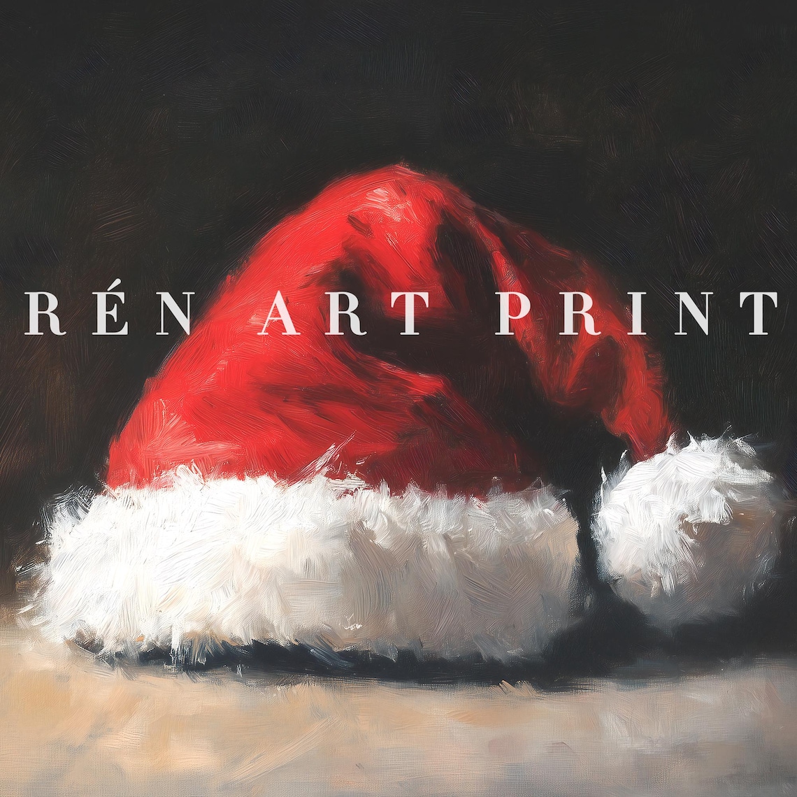 Santa Hat Vintage Christmas Art Print, Rustic Holiday - Image 3