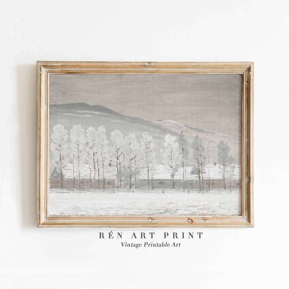 Antique Winter Rustic Christmas Holiday Landscape