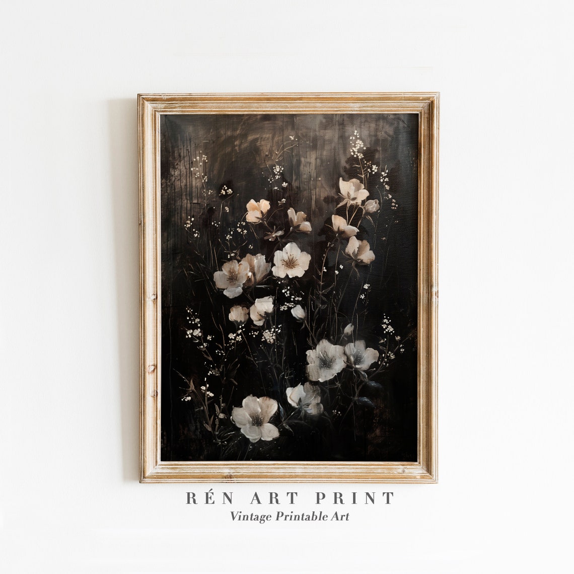 Dark Flower Painting Vintage Daisies Art Moody Floral Art Print Antique Blossom Flower Painting Dark Academia Decor