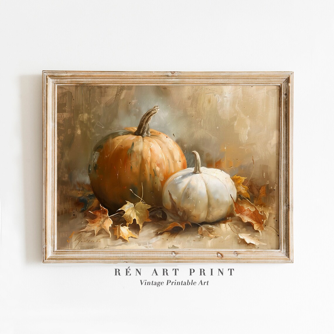 Pumpkin Art Vintage Fall Poster, Rustic Autumn Decor