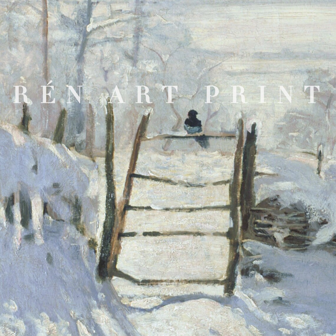 Monet The Magpie Snow Fence Bird Impressionist Winter Landscape Art Poster - Image 3