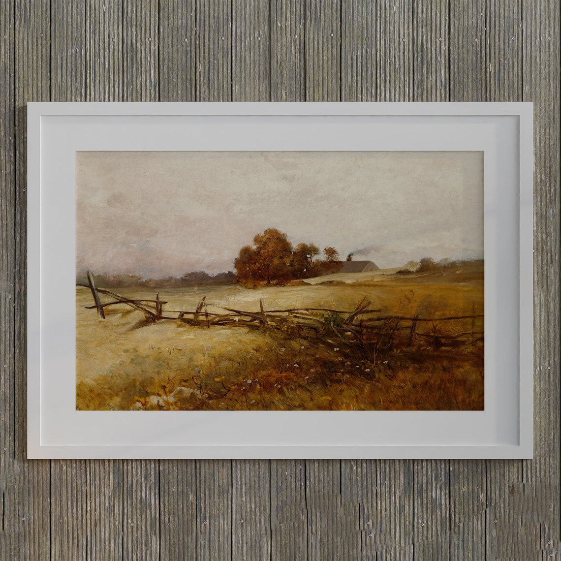 Rustic Autumn Field With Split Rail Fence and Barn Fall Art Poster - Image 2