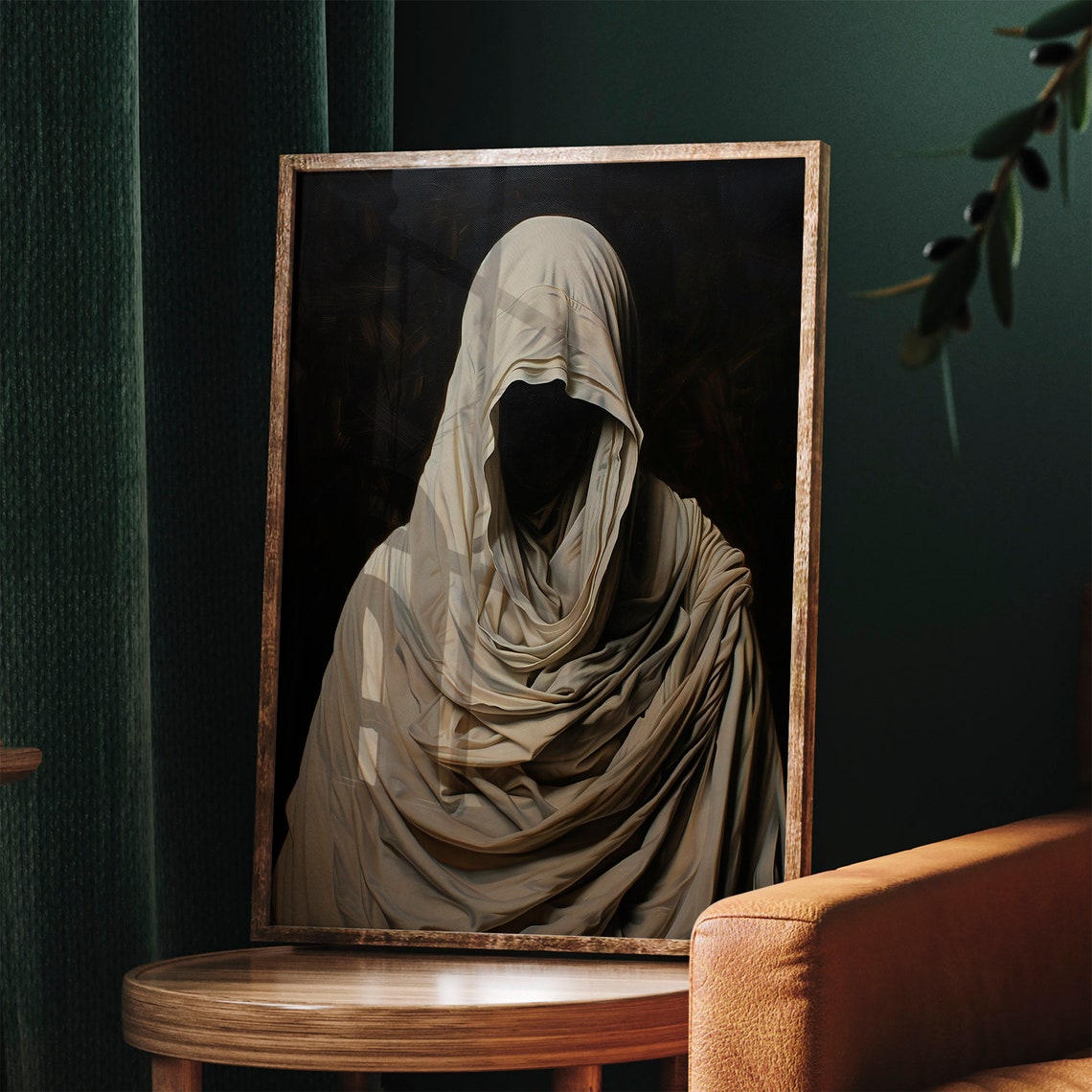 Ghost in White Sheet Dark Academia Spooky Halloween Painting Poster - Image 3