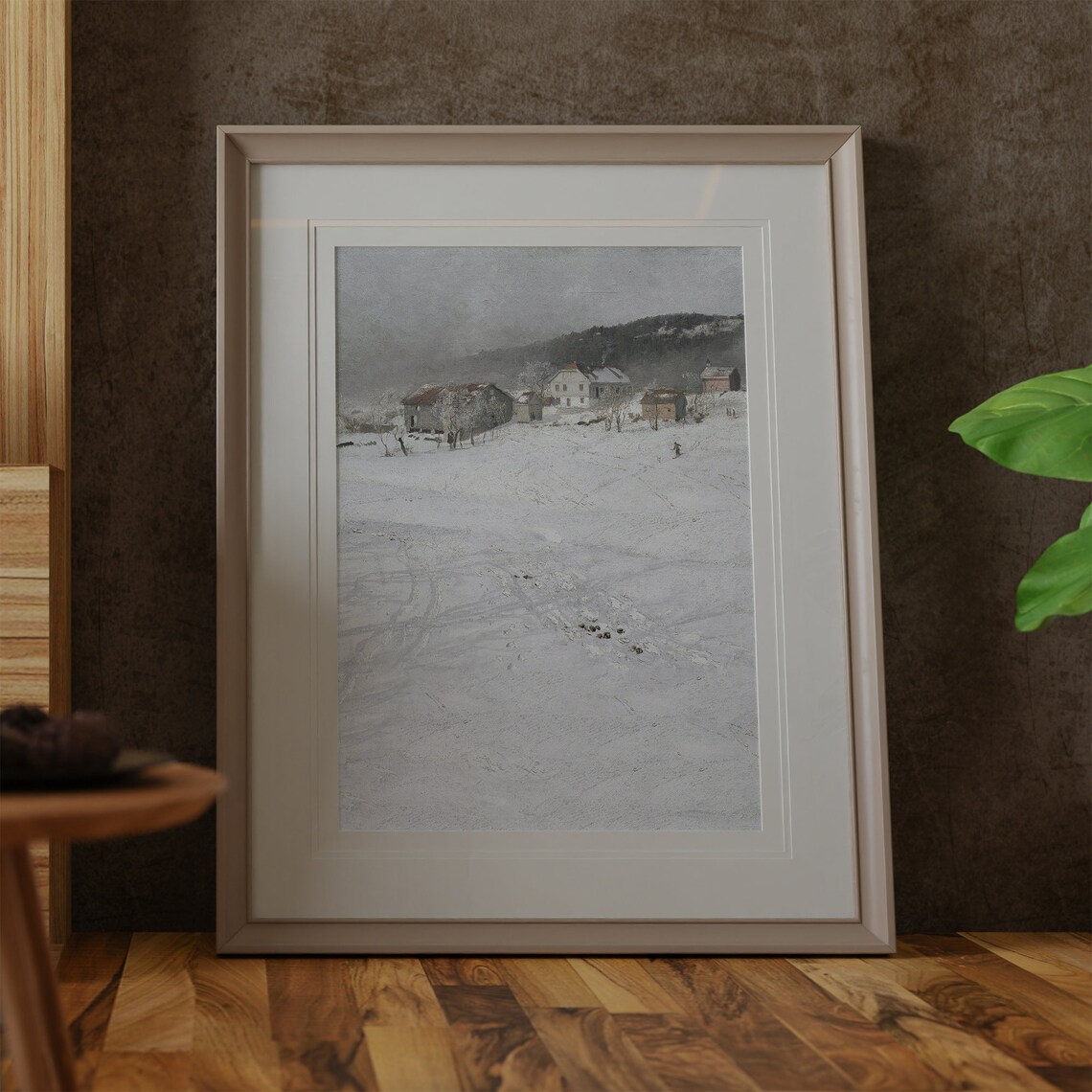 Snowy Village Vintage Winter Farmhouse Snow Covered Landscape Poster - Image 2