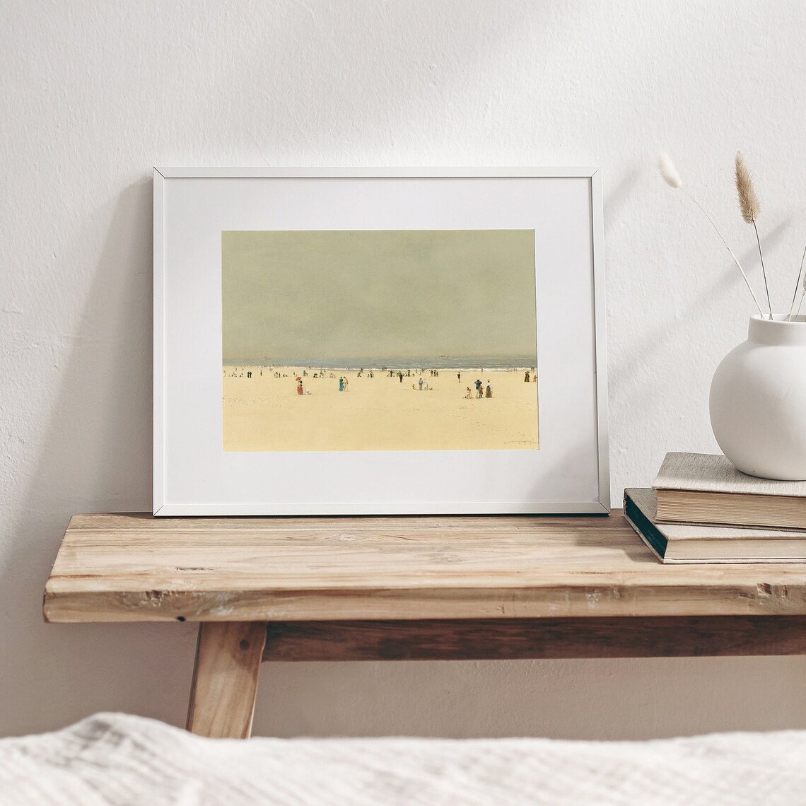 Antique Coastal Painting Vintage Beach Art Print - Image 2