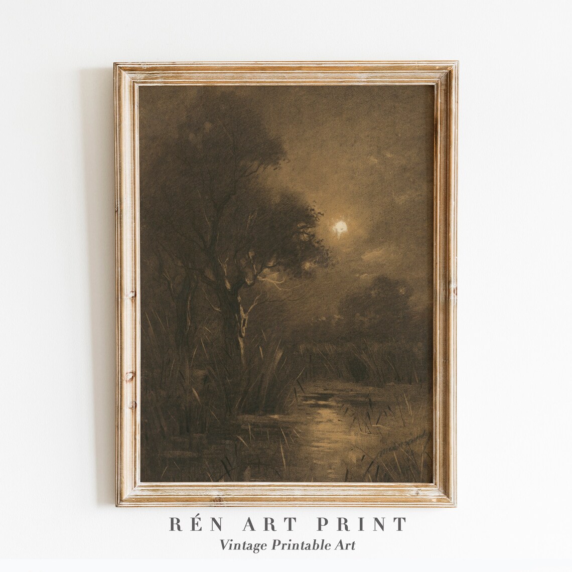 Moody Landscape Painting Vintage Night Art Print
