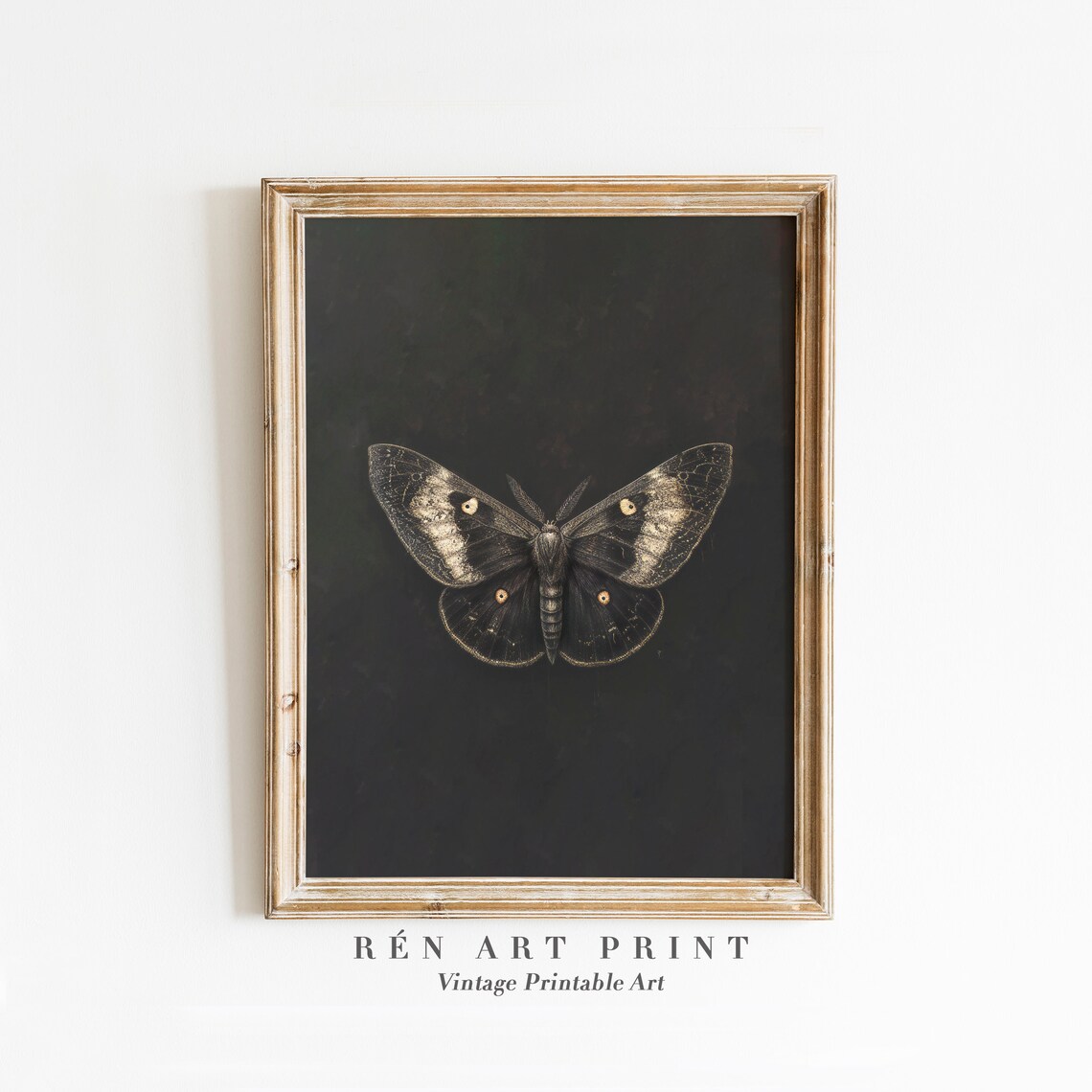 Vintage Black Butterfly Art Print, Gothic Wall Art