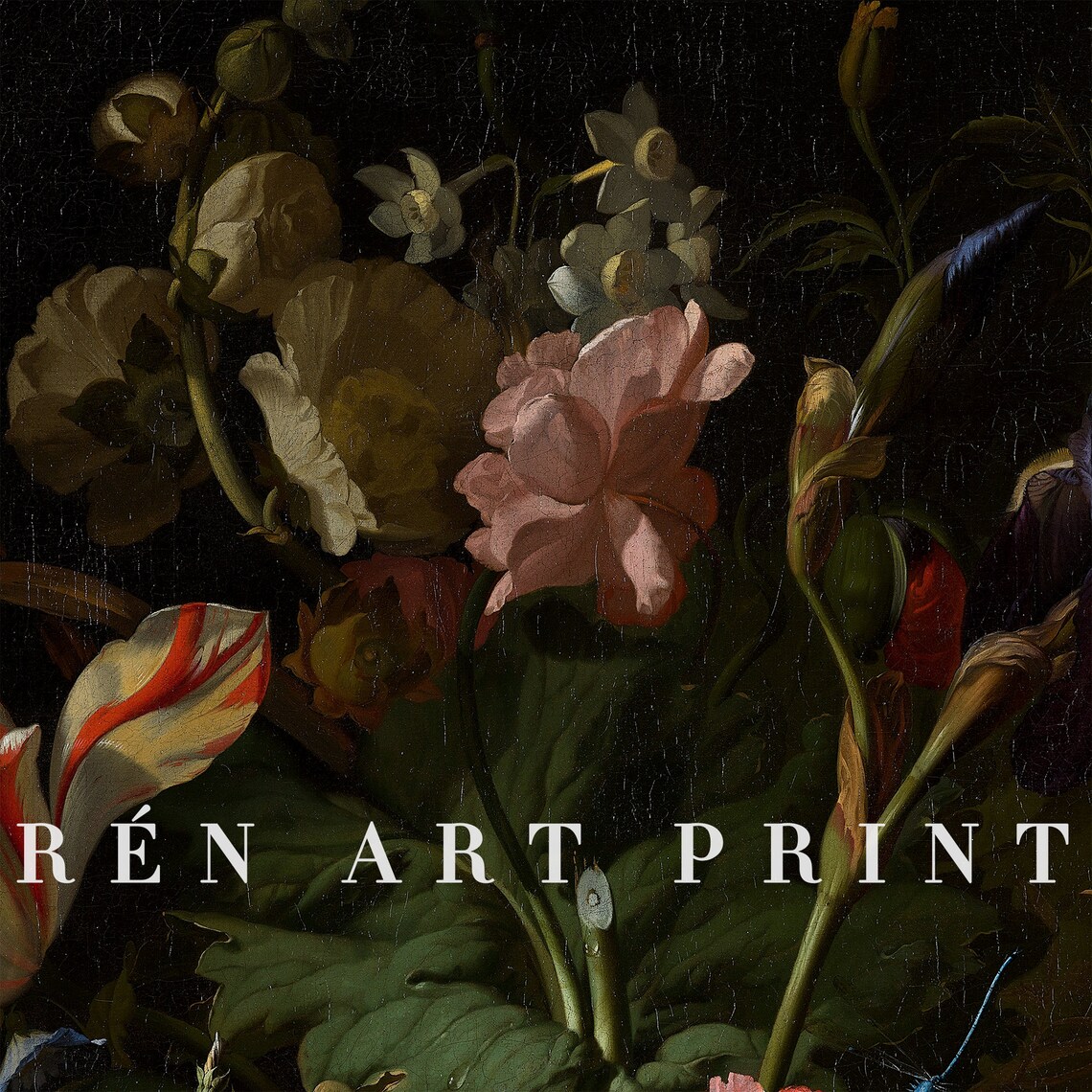 Dark Floral Art Print, Vintage Victorian Botanical - Image 3