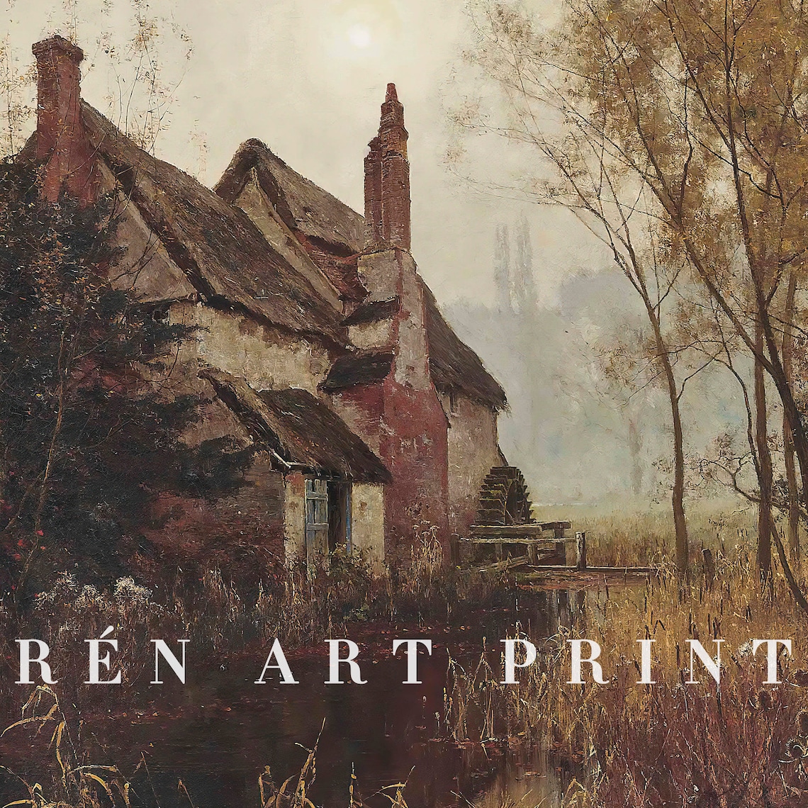 Antique Autumn Painting, Vintage Rustic Wall Print - Image 3