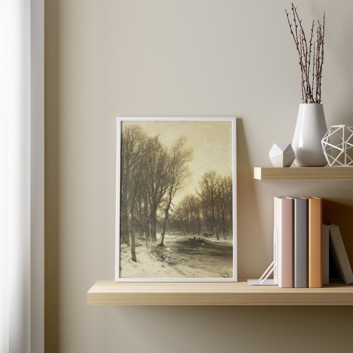 Winter Landscape Print Vintage Snowy Winter Painting Moody Winter Landscape Wall Art Vintage Oil Painting Print Christmas Wall Art - Image 2