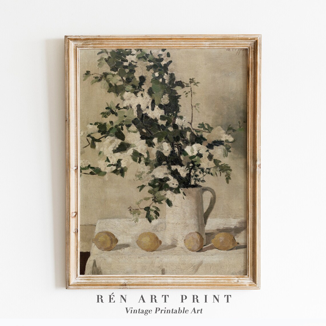 Vintage Flower Painting, Farmhouse Floral Still Life Art Print
