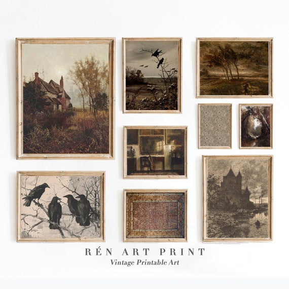 Vintage Fall Gallery Wall Prints Rustic Warm Tone Wall Art Farmhouse Autumn Home Decor Antique Moody Gallery Wall Set Cottage Decor