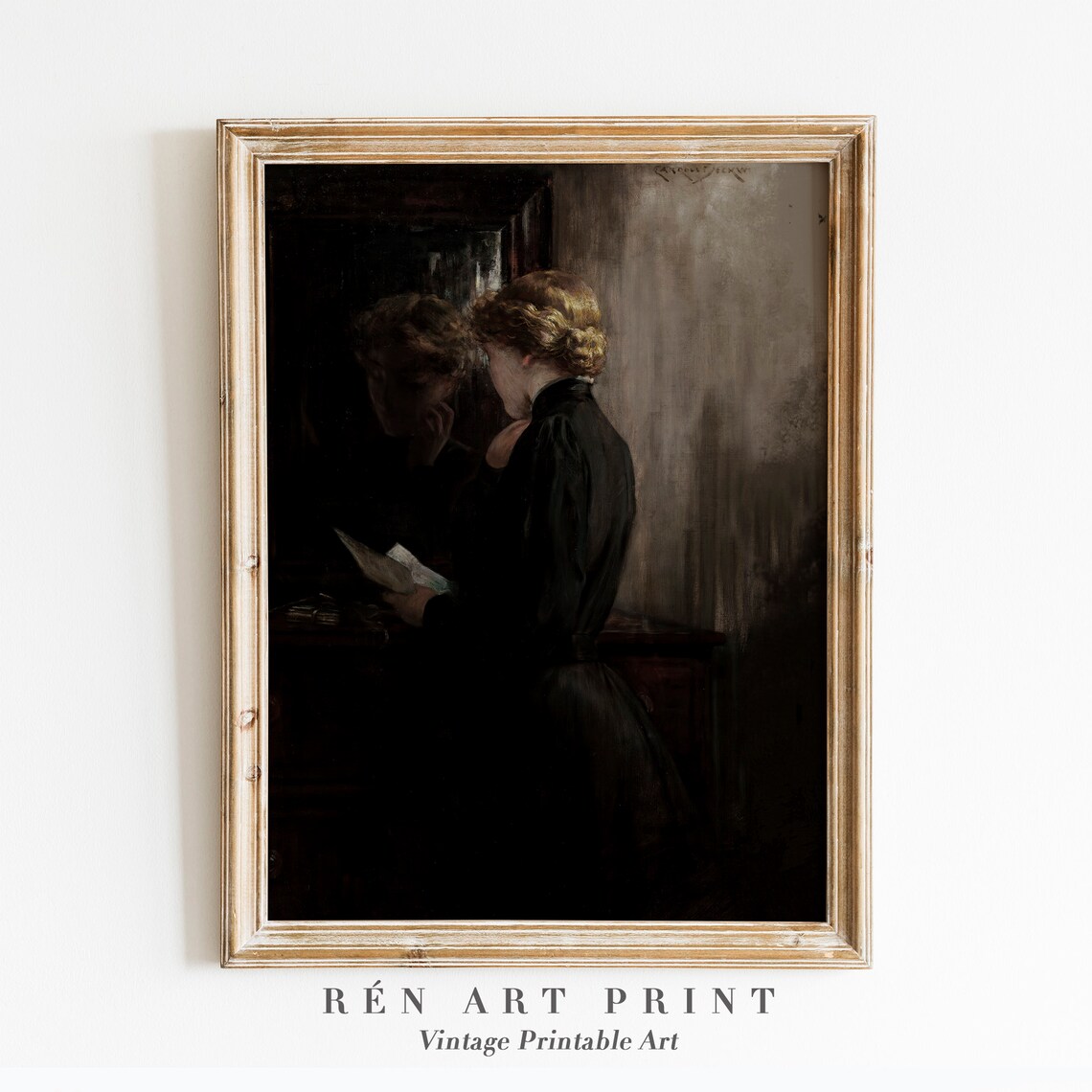 Moody Woman Portrait, Dark Academia Wall Art Print