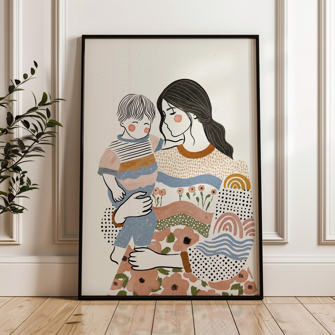 Mother And Son, Mummy And Me Gift, Art Print