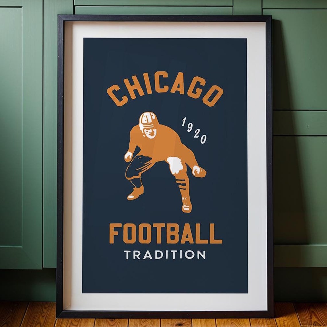 Chicago Sports Print Retro Football Art Poster Sports Team Wall Decor Chicago Football Gift For Sports Lover Wall Art Sports Dad Gift