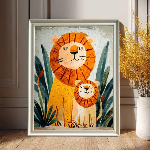 Lion And Cub, Children's Room Poster