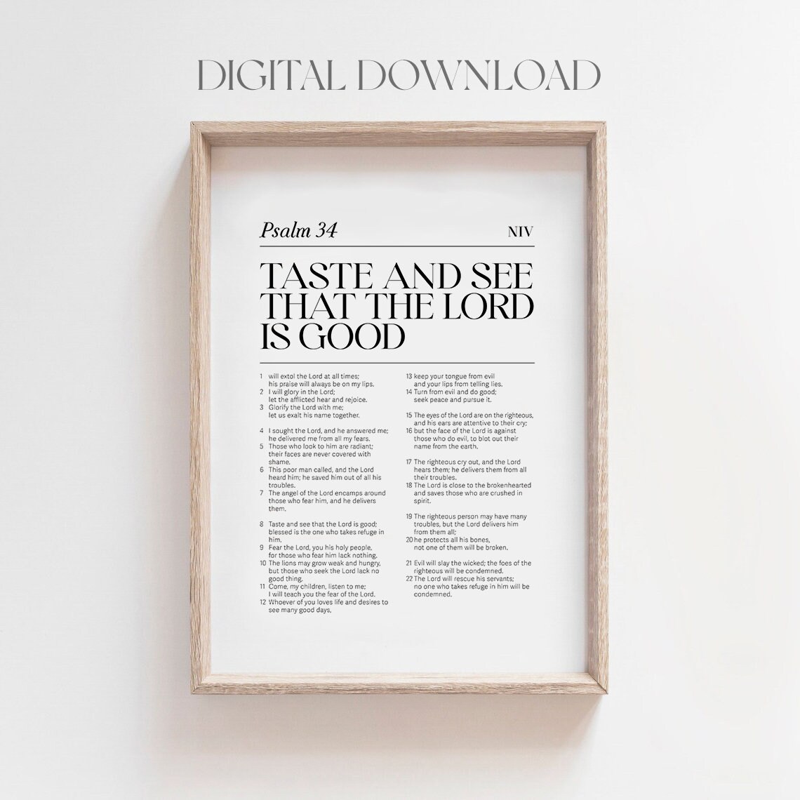 Psalm 34 Taste and See Minimalist Christian Art Print - Image 3