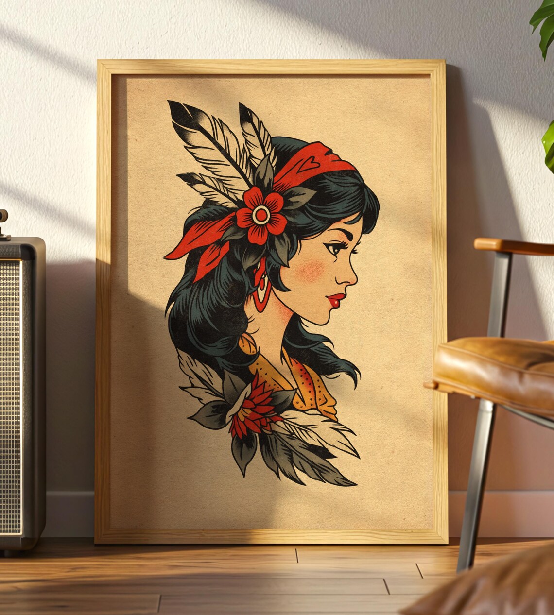 Vintage Gypsy Woman Tattoo Flash Art Print