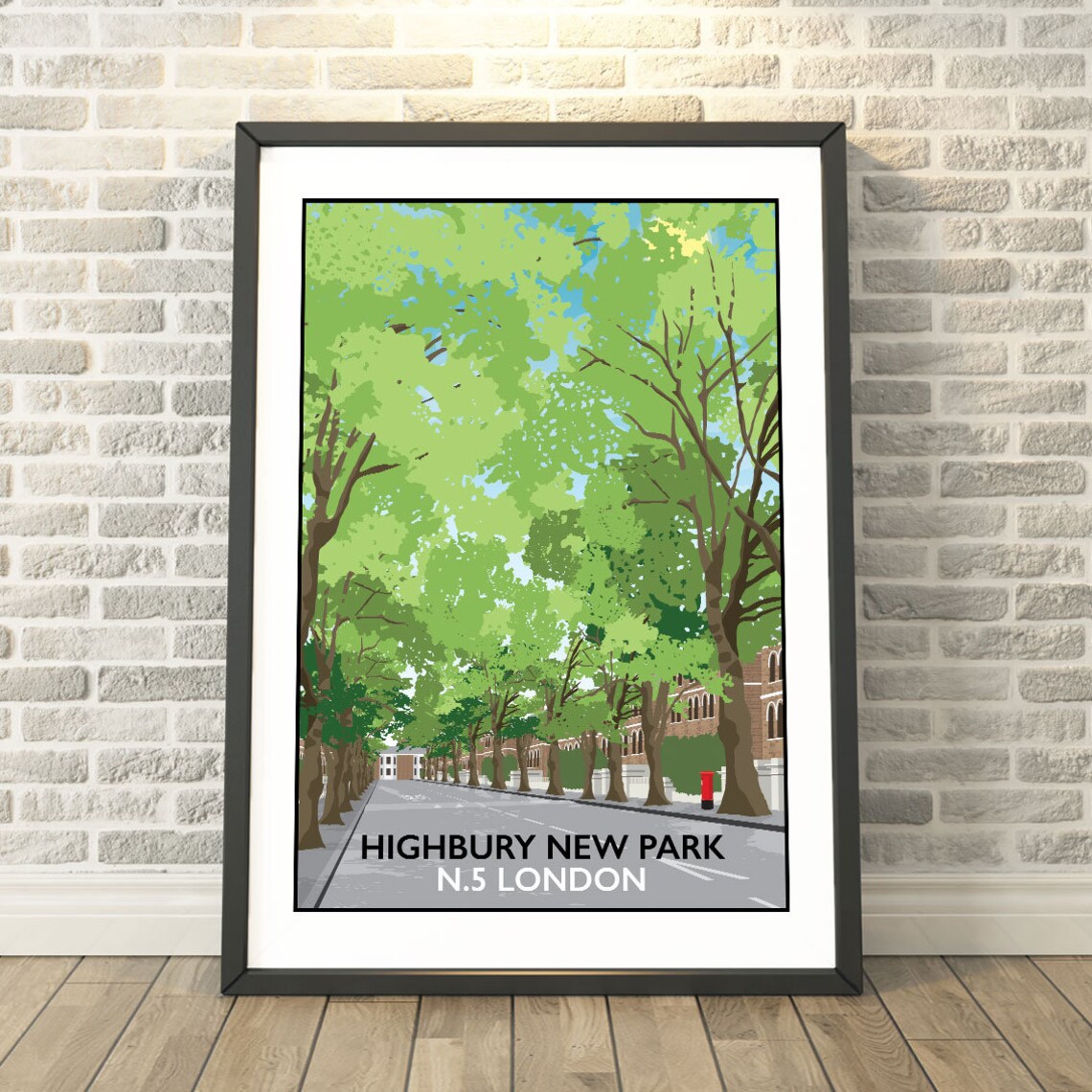 Highbury New Park London N5 Travel Poster Leafy Street Scene Art