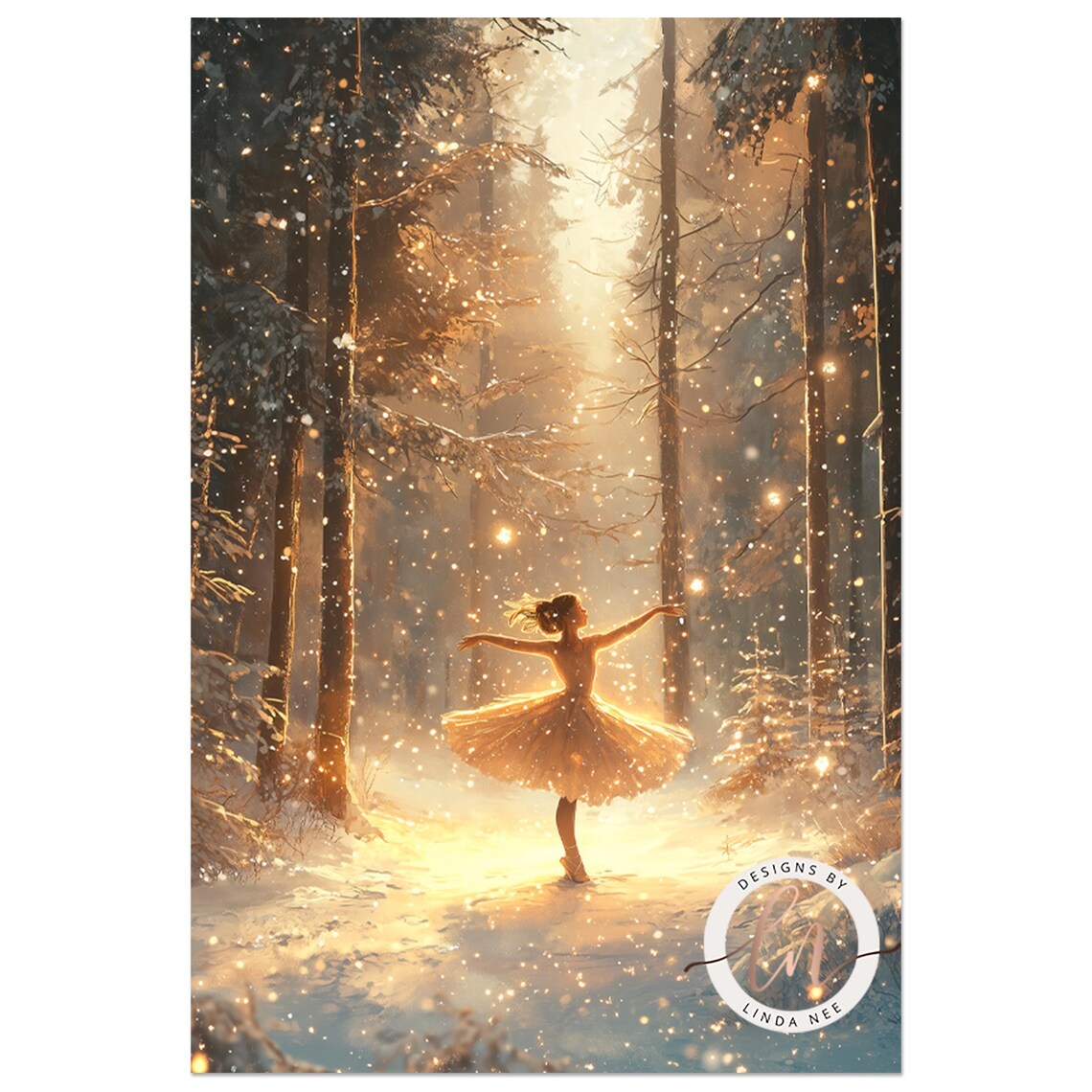 Ballerina Ballet Winter Scene Art Print, Nutcracker - Image 2