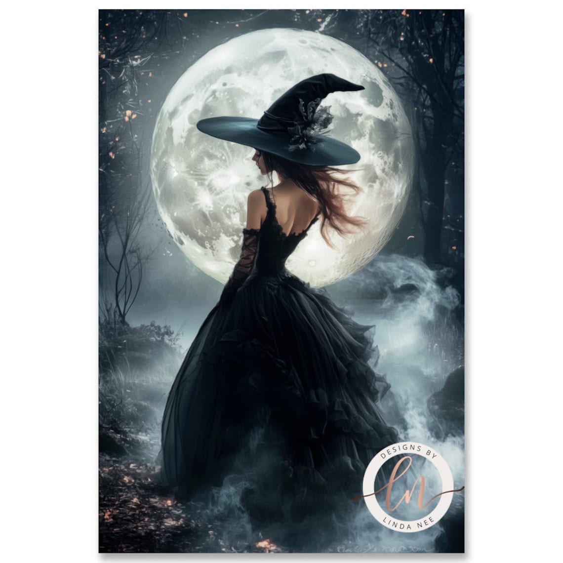 Witch in the Forest, Dark Gothic Halloween Art Print - Image 3