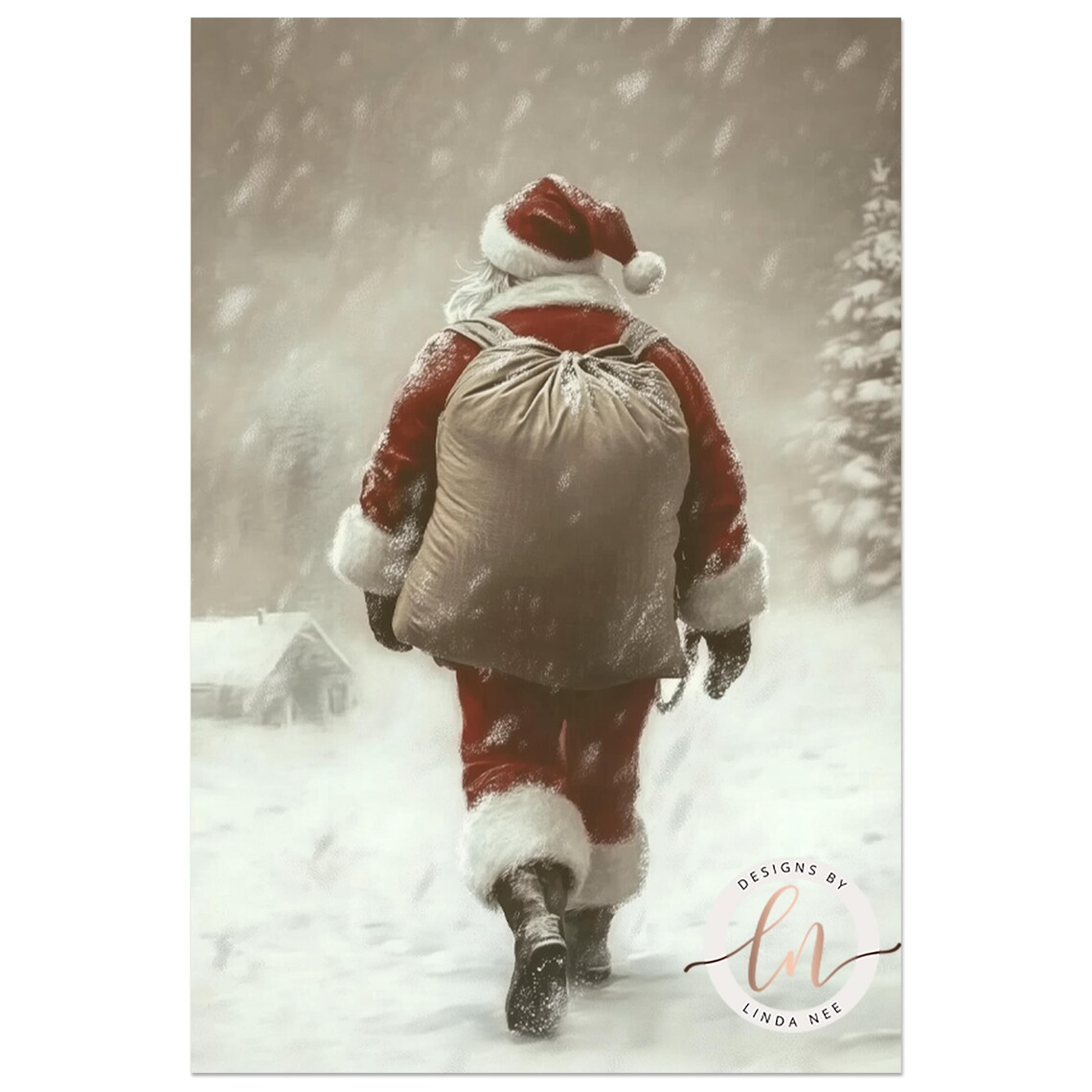 Vintage Santa Christmas Eve Holiday Poster Print - Image 3