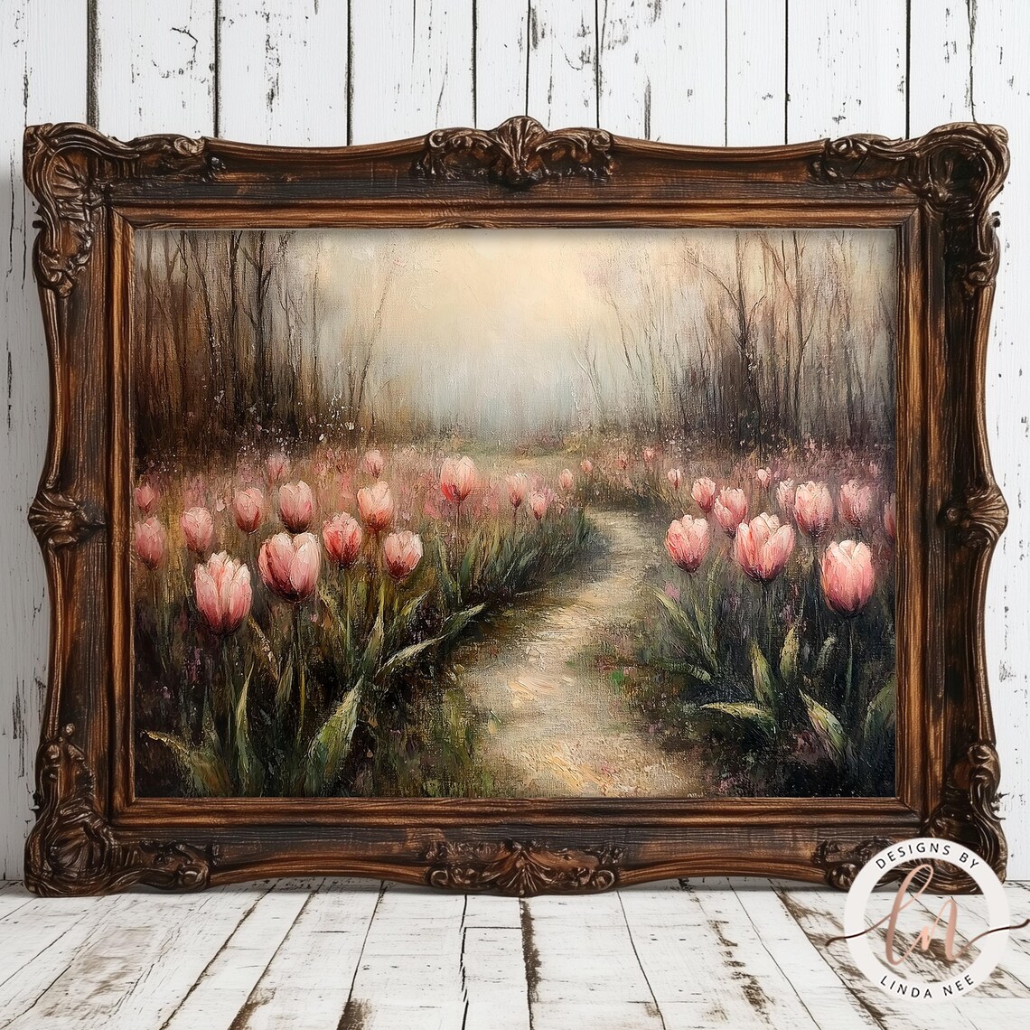 Vintage Tulip Floral Spring Art Print, French Country