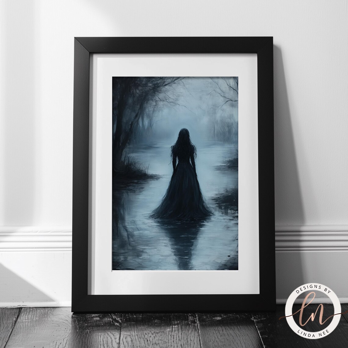 Gothic Ophelia by the Lake, Vintage Art Print - Image 3