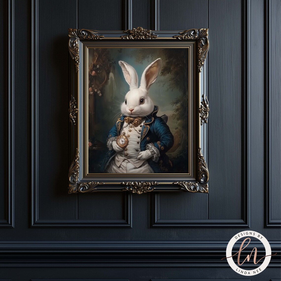 White Rabbit Victorian Portrait, Alice In Wonderland Art Print - Image 4