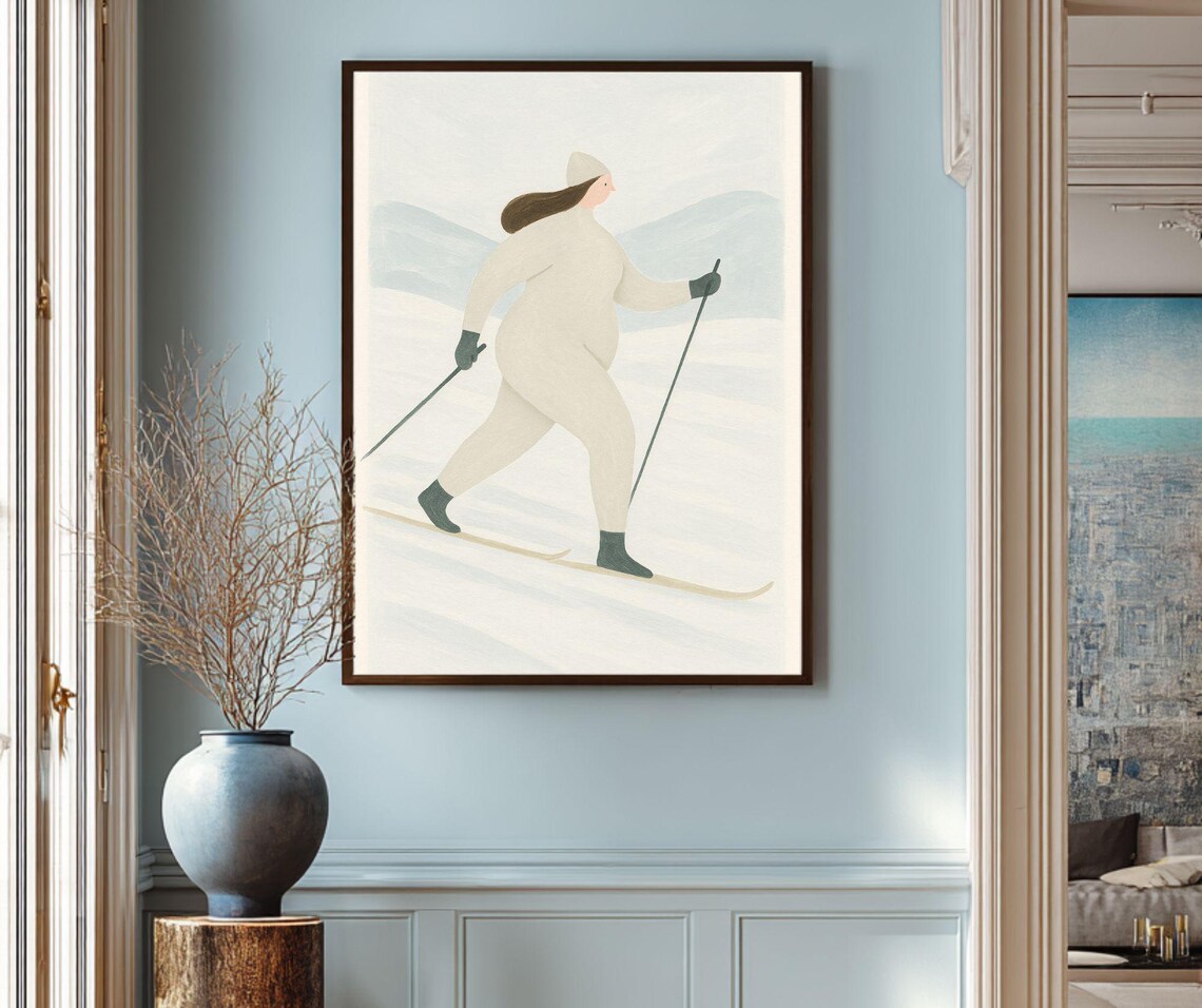 Ski Wall Art Woman, Funny Winter Sports Poster