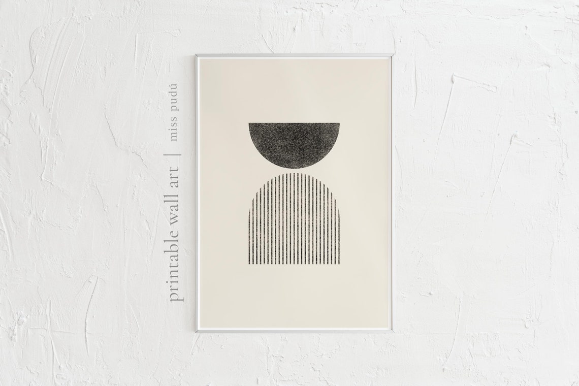 Mid Century Geometric Arch Abstract Illustration Poster Black - Image 2