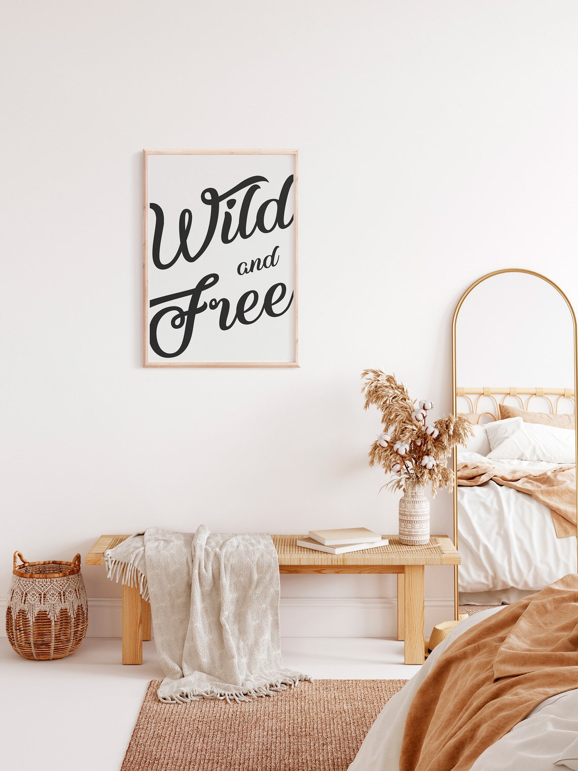 Wild and Free Bold Calligraphy Script Quote Poster for Wall Decor - Image 2