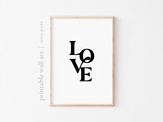 Love Stacked Serif Letters Minimalist Black And White Poster