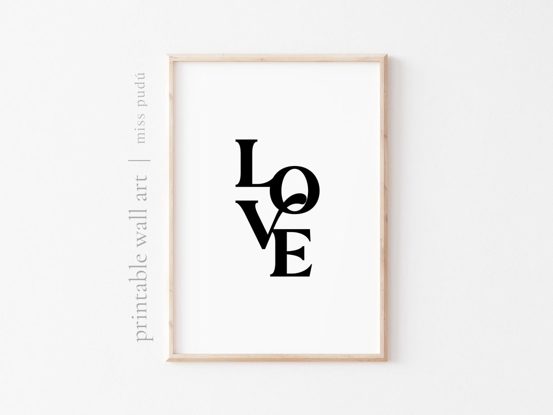 Love Stacked Serif Letters Minimalist Black And White Poster