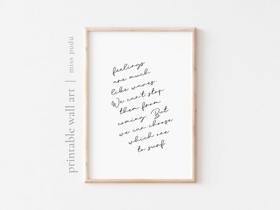 Feelings Are Like Waves Choose Which To Surf Wellness Quote Poster